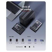 Skirta 5x 2,5 colio / 3,5 colio SATA HDD į USB 3.2 Gen 1, 5 Gbps, RAID 0, 1, 10, 3, 5, viengubas, didelis, klonuotas Skirta 5x 2,5 colio / 3,5 colio SATA HDD į USB 3.2 Gen 1, 5 Gbps, RAID 0, 1, 10, 3, 5, viengubas, didelis, klonuotas