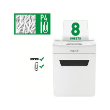 Protect 8X paper shredder with particle cut, up to 8 sheets, white Protect 8X paper shredder with particle cut, up to 8 sheets, white