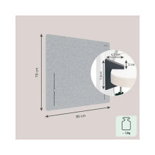 Height-adjustable table divider 80x70cm, grey