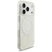 Dėklas Guess IML Flowers Allover Strap MagSafe Apple iPhone 18 Pro baltas Dėklas Guess IML Flowers Allover Strap MagSafe Apple iPhone 18 Pro baltas