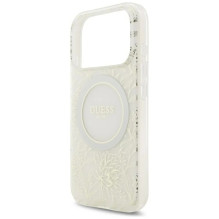 Dėklas Guess IML Flowers Allover Strap MagSafe Apple iPhone 18 Pro Max baltas