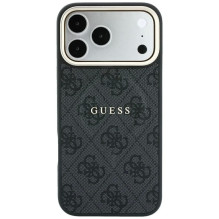 Dėklas Guess PU Leather 4G Gold Frame Embossed MagSafe Apple iPhone 18 Pro Max juodas