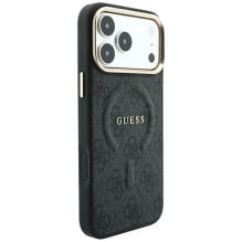 Dėklas Guess PU Leather 4G Gold Frame Embossed MagSafe Apple iPhone 18 Pro Max juodas
