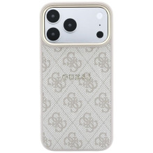 Dėklas Guess PU Leather 4G Gold Frame Embossed MagSafe Apple iPhone 18 Pro Max rožinis