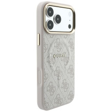 Dėklas Guess PU Leather 4G Gold Frame Embossed MagSafe Apple iPhone 18 Pro Max rožinis