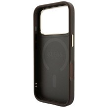 Dėklas Guess PU Leather 4G Gold Frame Embossed MagSafe Apple iPhone 18 Pro Max rudas