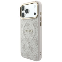Dėklas Guess PU Leather 4G Gold Frame Embossed MagSafe Apple iPhone 18 Pro rožinis