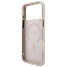Dėklas Guess PU Leather 4G Gold Frame Embossed MagSafe Apple iPhone 18 Pro rožinis