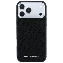 Dėklas Karl Lagerfeld PU Grained Allover Semi Wrap MagSafe Apple iPhone 18 Pro juodas