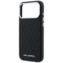 Dėklas Karl Lagerfeld PU Grained Allover Semi Wrap MagSafe Apple iPhone 18 Pro juodas