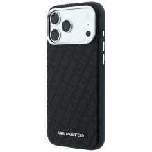 Dėklas Karl Lagerfeld PU Grained Allover Semi Wrap MagSafe Apple iPhone 18 Pro Max juodas