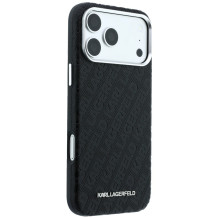 Dėklas Karl Lagerfeld PU Grained Allover Semi Wrap MagSafe Apple iPhone 18 Pro Max juodas