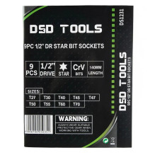 1 / 2" STAR SOCKET HEADS 9PCS DS1231 1 / 2" STAR SOCKET HEADS 9PCS DS1231