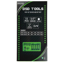 1 / 2" SPLINE SOCKET SET, 11 PCS. DS1216 1 / 2" SPLINE SOCKET SET, 11 PCS. DS1216