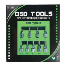 3 / 8" Drive Hexagon "HEX" Socket Set 9 pcs. DS1222 3 / 8" Drive Hexagon "HEX" Socket Set 9 pcs. DS1222