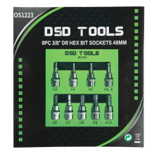 3 / 8" Drive Hexagonal "HEX" Socket Set 48 MM, 9 PCS. DS1223 3 / 8" Drive Hexagonal "HEX" Socket Set 48 MM, 9 PCS. DS1223