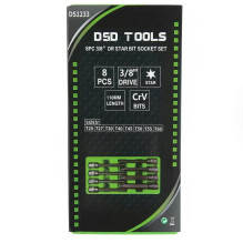 3 / 8" PAVAROS 110 MM (ILGIO) ŽVAIGŽDĖS "TORX" TIPO GALVUČIŲ-ANTGALIŲ RINKINYS, 8VNT. DS1233