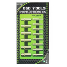 14 PCS. 3 / 8" LONG SOCKETS 8-21MM, SATIN FINISH DS1303 14 PCS. 3 / 8" LONG SOCKETS 8-21MM, SATIN FINISH DS1303