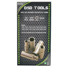 14 PCS. 3 / 8" LONG SOCKETS 8-21MM, SATIN FINISH DS1303 14 PCS. 3 / 8" LONG SOCKETS 8-21MM, SATIN FINISH DS1303