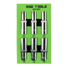 6 PCS. 3 / 8" 10MM + 13MM 6-POINT DEEP SOCKETS DS1307