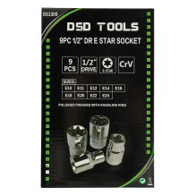 9 PCS. 1 / 2" E STAR SOCKET SET DS1309 9 PCS. 1 / 2" E STAR SOCKET SET DS1309