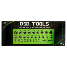 28 PCS 1 / 4", 3 / 8" AND 1 / 2" IR 1 / 2" E STAR TORX SOCKET SET DS1314 28 PCS 1 / 4", 3 / 8" AND 1 / 2" IR 1 / 2" E STAR TORX SOCKET SET DS1314