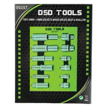 12 PCS 1 / 4", 3 / 8", 1 / 2" SOCKETS 10mm AND 13mm SHORT AND DEEP SOCKETS DS1317 12 PCS 1 / 4", 3 / 8", 1 / 2" SOCKETS 10mm AND 13mm SHORT AND DEEP SOCKETS DS1317