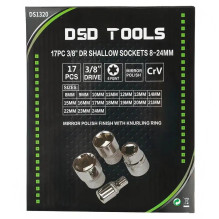 17 VNT. 3 / 8" TRUMPOS GALVUTĖS 8-24mm DS1320 17 VNT. 3 / 8" TRUMPOS GALVUTĖS 8-24mm DS1320