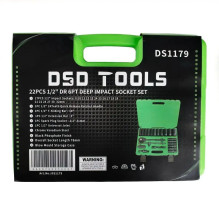1 / 2" DRIVE 6-POINT LONG IMPACT SOCKET SET, 22 PCS. DS1179