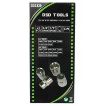 22 pcs. 1 / 4" and 3 / 8" SUPER LOCK SOCKETS DS1329 22 pcs. 1 / 4" and 3 / 8" SUPER LOCK SOCKETS DS1329