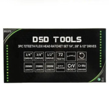 3 PCS. FLEXIBLE HEAD IMPACT SOCKET SET 1 / 4", 3 / 8" AND 1 / 2" JOINTS DS1373
