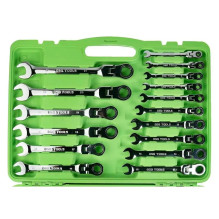 22 pcs. Metric flexible ratchet combination wrench set DS1060