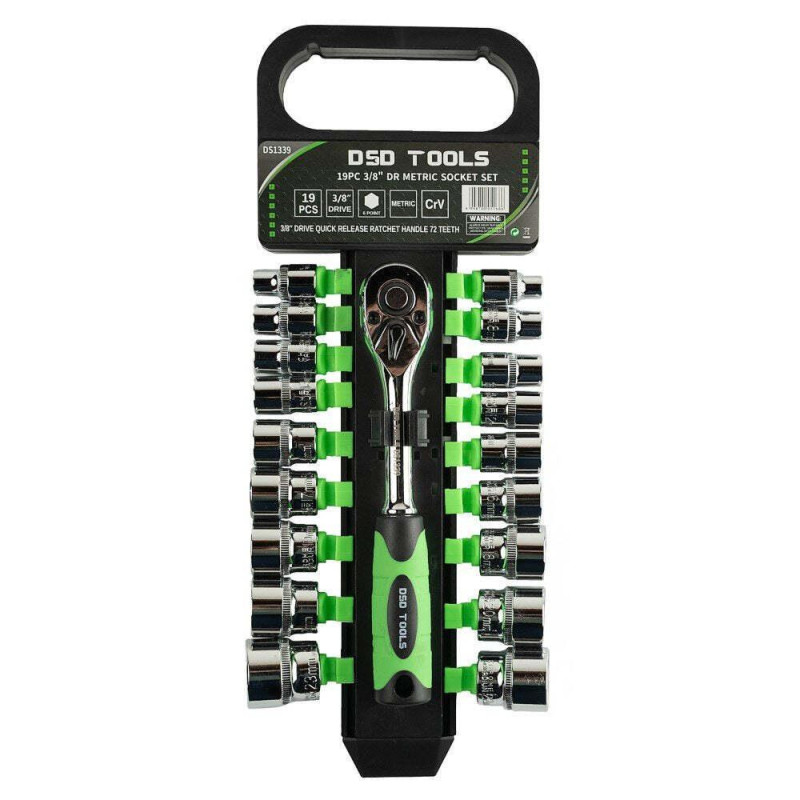 19 VNT. 3 / 8″ GALVUČIŲ RINKINYS SU TERKŠLE, 6-24 mm6-24mm DS1339