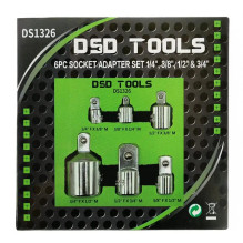 Set of 6 Socket Adapter Heads 1 / 4", 3 / 8", 1 / 2" and 3 / 4" DS1326