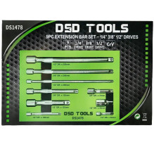 9 PCS. EXTENSION SET - 1 / 4" 3 / 8" 1 / 2" DS1478 9 PCS. EXTENSION SET - 1 / 4" 3 / 8" 1 / 2" DS1478