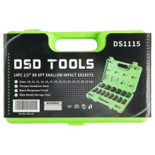 1 / 2" PAVAROS 6 PIECE SHALLOW HEX IMPACT SOCKET SET, METRIC, 14 PCS. DS1115