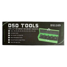 1 / 2" DRIVE IMPACT "SPLINE" SOCKETS 10 PCS. DS1169 1 / 2" DRIVE IMPACT "SPLINE" SOCKETS 10 PCS. DS1169