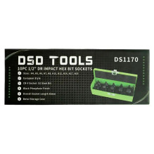 1 / 2" HEXAGONAL DRIVE IMPACT SOCKETS "HEX" BITS-HEADS, 10 PCS. DS1170 1 / 2" HEXAGONAL DRIVE IMPACT SOCKETS "HEX" BITS-HEADS, 10 PCS. DS1170