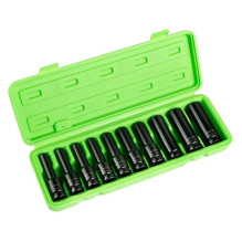 1 / 2" LONG IMPACT SOCKETS "E-STAR" HEADS, 10 PCS. DS1177 1 / 2" LONG IMPACT SOCKETS "E-STAR" HEADS, 10 PCS. DS1177