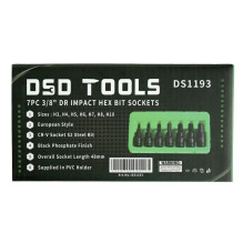 3 / 8" DRIVE IMPACT "HEX" HEXAGONAL SOCKET HEADS, 7 PCS. DS1193