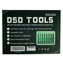 3 / 8" Extra Long Impact "TORX" Protective Star Socket Bit Set, 8 pcs. DS1202