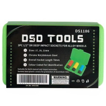 1 / 2" LONG IMPACT SOCKETS FOR LIGHT ALLOY WHEELS, 3 PCS. DS1186