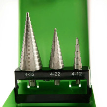 3 PCS. HSS Step Drill Bits 4-32 MM DS1433