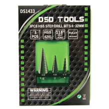 3 PCS. HSS Step Drill Bits 4-32 MM DS1433