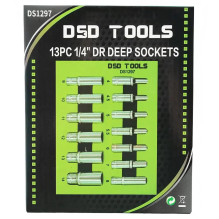 13 pcs. 1 / 4" Aluminum Sockets 4-14 mm DS1297 13 pcs. 1 / 4" Aluminum Sockets 4-14 mm DS1297