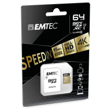 CARD Emtec m64GB UHS-I U3 V30 A1 SpeedIN Pro + Adapter
