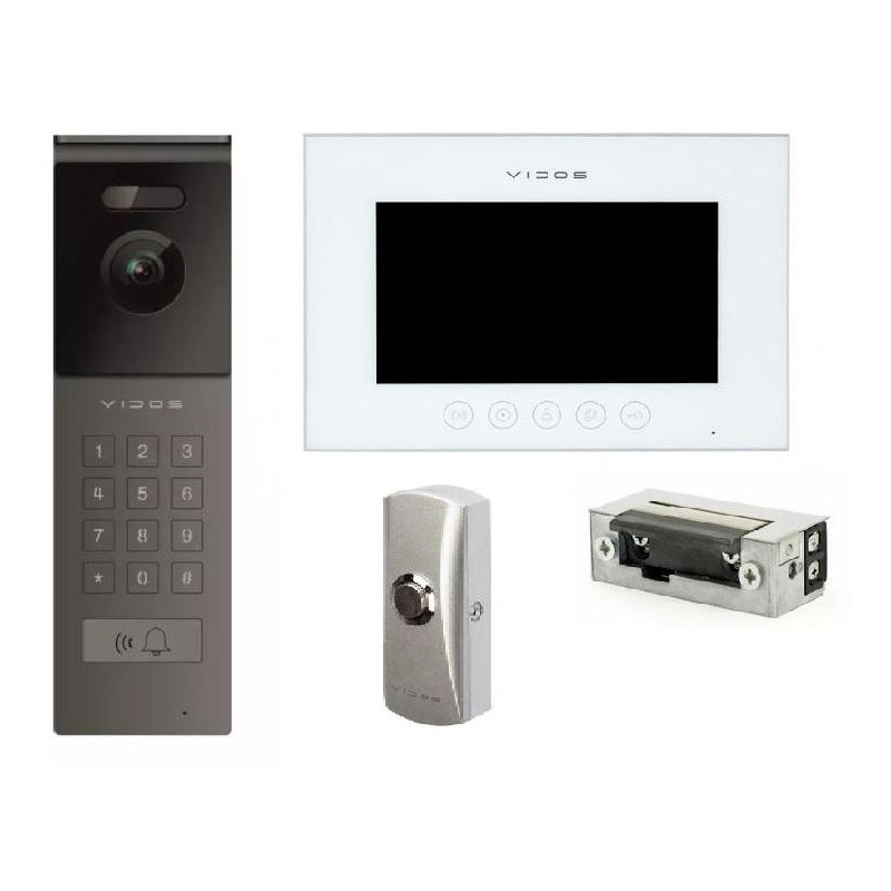 Vaizdo domofonas VIDOS X S12D / M11W-X + mygtukas + elektros užraktas
