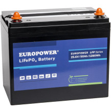 LiFePO4 Battery EUROPOWER LFP Series 25.6V 50Ah Bluetooth, Heating Pad (Lifetime ~4000 Cycles) LiFePO4 Battery EUROPOWER LFP Series 25.6V 50Ah Bluetooth, Heating Pad (Lifetime ~4000 Cycles)