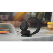 Jabra Evolve3 75 MS stereofoninės ausinės, juodos, su jungtimi 390c