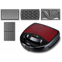 Brock SSM 6004 RD 4 viename sumuštinių / riešutų / vaflių keptuvė ir grilis, 750 W, Red